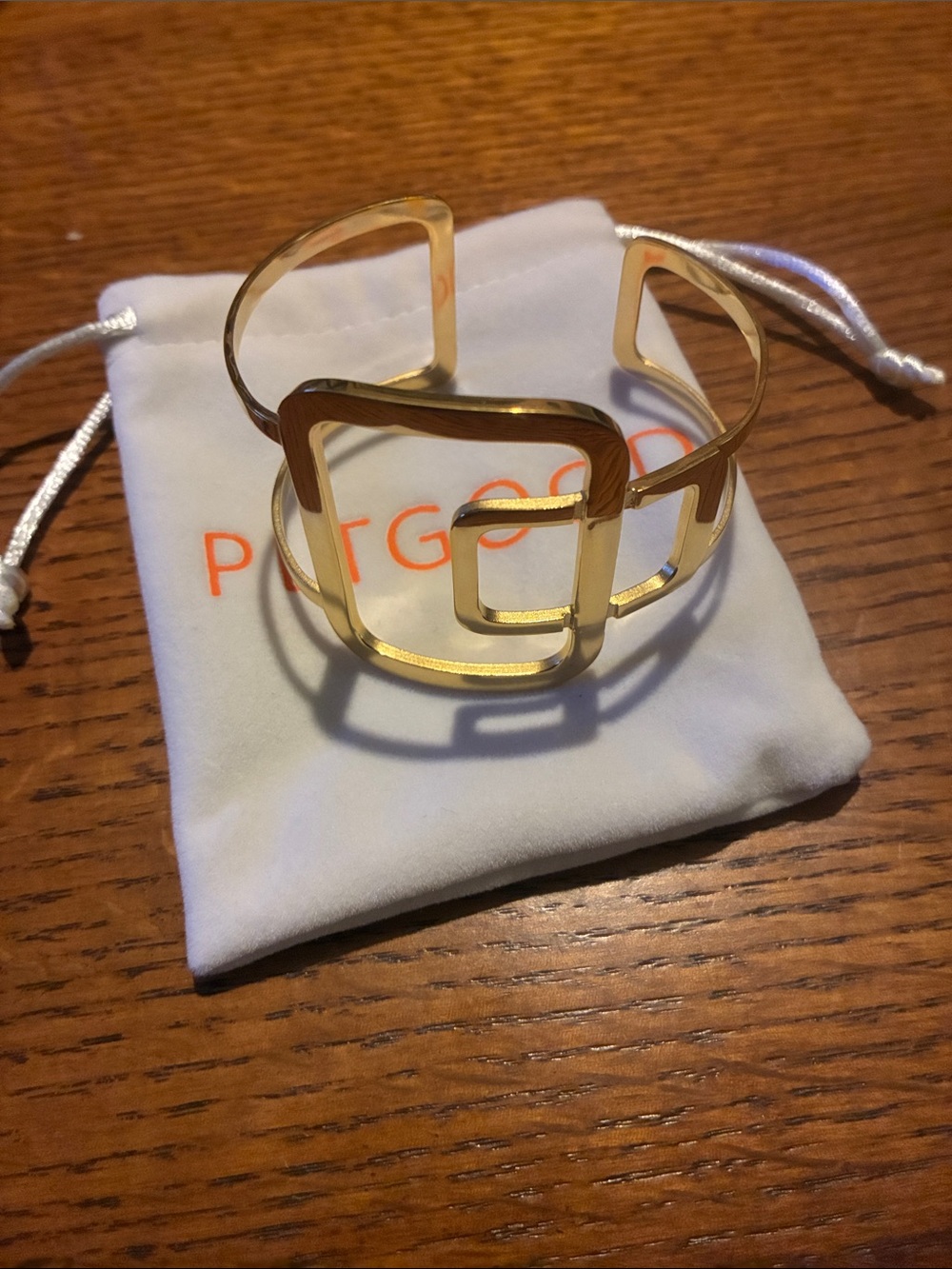 Gold Open Geometric Cuff Bracelet by Petgo?